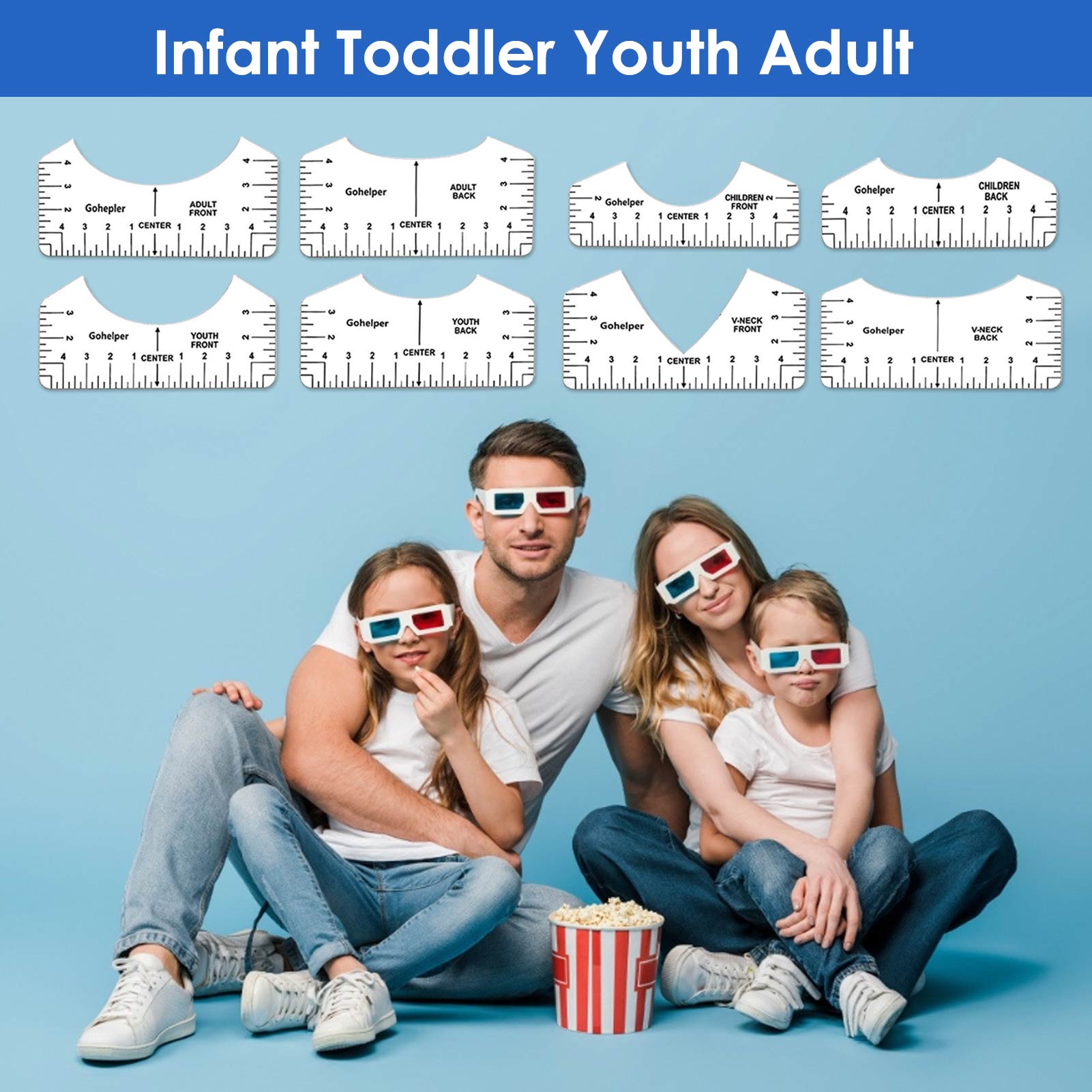 8Pcs T-shirt Guide Ruler V Neck Alignment Tool Tee Designing Guide Tool