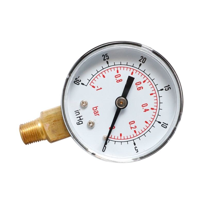 Vacuum Pressure Gauge 52mm -1/0 Bar -30" Hg 1/8 BSPT Bottom Connection Monitor