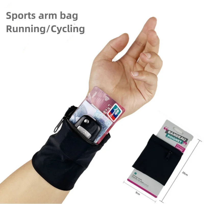 Cycling Arm Bag Wristband Lightweight Wrist Wallet Pouch Zipper Running Bags for Phone Key Card Sweatband Gym Fitness Sports