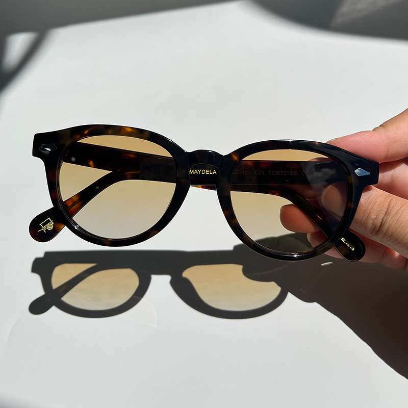 Store lemtosh maydela vintage acetat solbriller til herrer og kvinder ovale polariserede briller med stort ansigt: Sort
