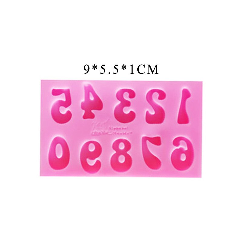 Moldes de arcilla para dulces 3D, herramientas de decoración de pasteles, molde de silicona, letras del alfabeto, mayúsculas, letras minúsculas: number pink