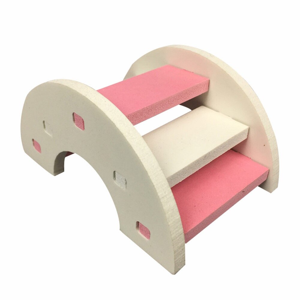 Hamster Leiter Regenbogen Brücke Haustier Spielzeug Holz Brücke Hängen Spielzeug Kleine Tiere KäFeige Zubehör Haustier Produkt: Rosa und Weiß