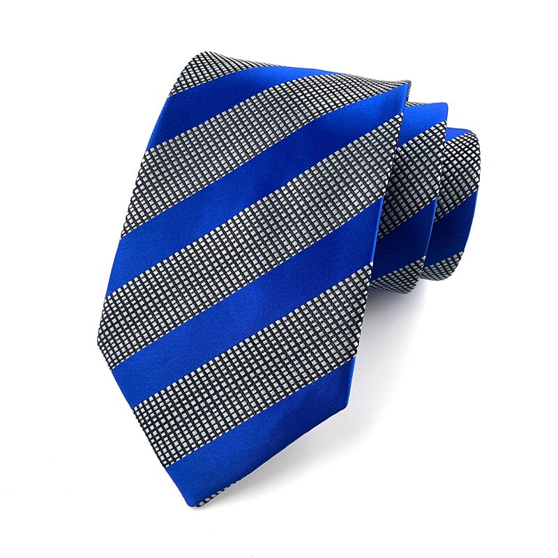 Cravate à carreaux rayée pour hommes, 8cm, décontractée, costume d'affaires de mariage, Jacquard, robe formelle, cravate Slim pour hommes