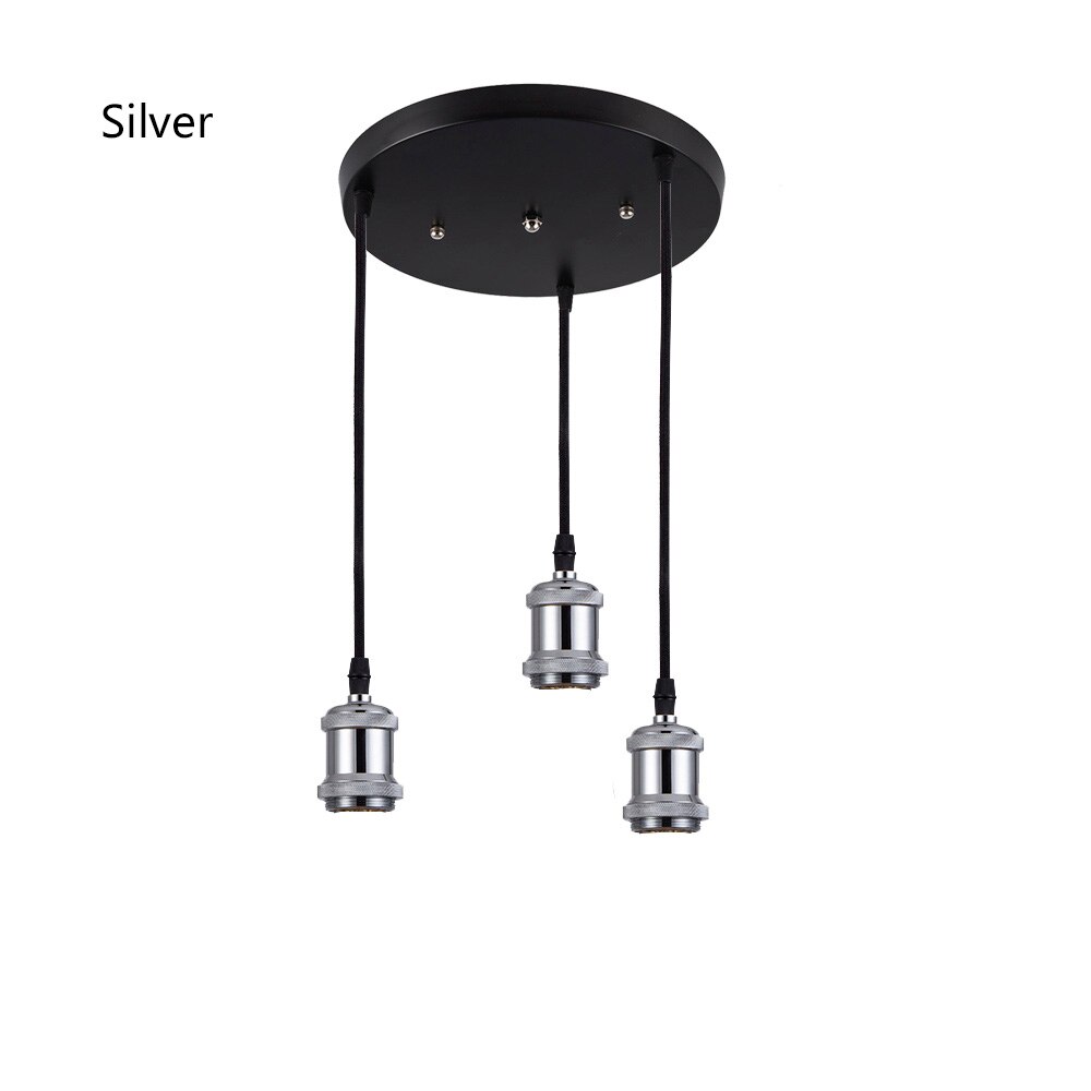 Retro Industriële Loft LED Bar Hangende Lamp E27 Socket hanglampen Aluminium Eetkamer Hangende Verlichting Keuken Opknoping Lampen: Silver Round