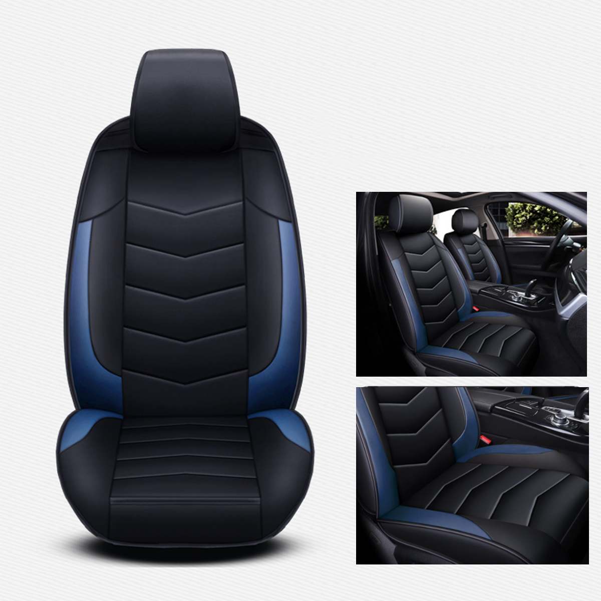 Funda Universal de asiento de cuero PU para BMW para Peugeot accesorios de coche protector de asiento delantero para asiento de vehículo: Azul