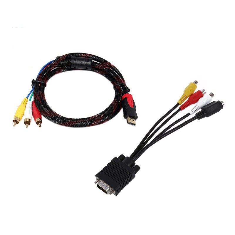 2 Stuks Adapter Kabel: 1 Pcs Us 5Ft Hdmi Naar 3-RCA Video O Av Component Converter Adapter Kabel Voor Hdtv & 1 Pcs Vga adapter Om