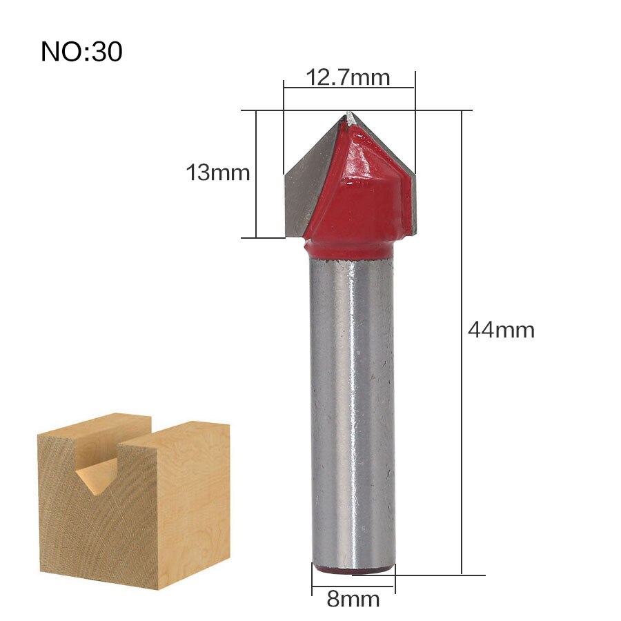 1 st 8mm Schacht hout router bit Rechte frees trimmer reiniging flush trim hoek ronde cove doos bits frezen Cutte: NO30