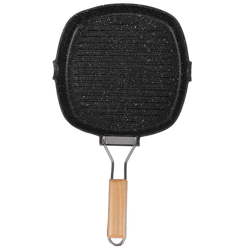 Poêle Camping gril poêle pliable poignée en aluminium haute température coulée outils de cuisson cuisinière à gaz général pour la cuisine à domicile: Medical stone 24CM