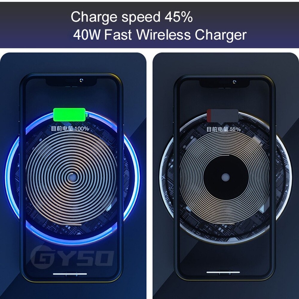 Gyso qi trådløs oplader til iphone 11 trådløs opladning / hurtigoplader til iphone 12 se xiaomi mix 2s/ mi 9 opladere