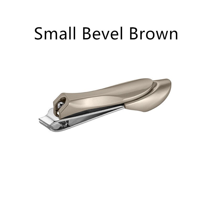 Big Stainless Steel Nail Clipper Cutter Manicure Trimmer Toe Nail Clipper with Clip Catcher FH01: Small Bevel Brown