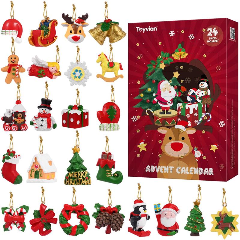 Calendrier de l'avent toyota avec 24 pièces ornements suspendus calendrier de compte à rebours de noël faveurs de fête pour décor de de noël