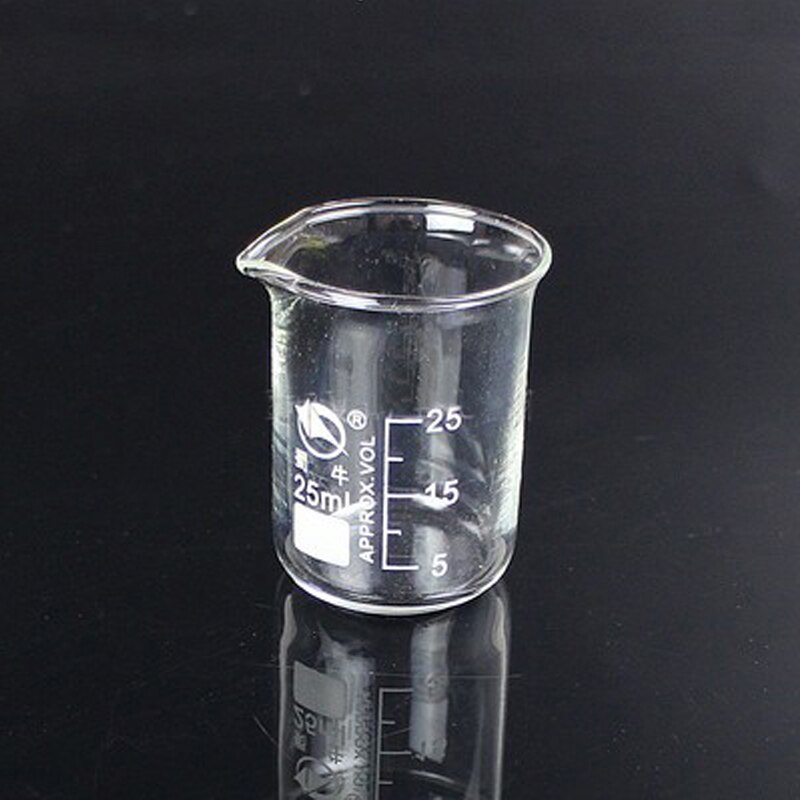 Vaso de laboratorio de 25ml a 1000ml, frasco de vaso transparente de vidrio para laboratorio de química, espesado con boquilla, 1 lote