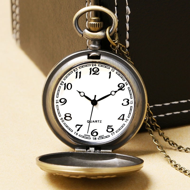 Vintage Bronze Fokker Dr.1 sculpture 3D aircraft Pattern Small Quartz Pocket Watch Necklace Pendant Men Women