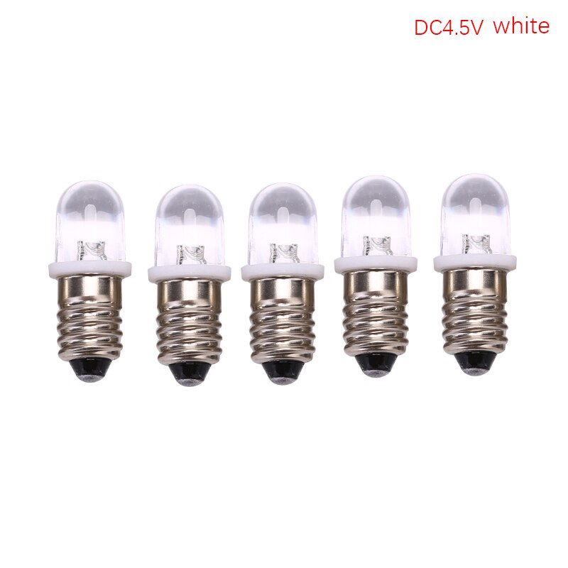 5 Stks/partij E10 Led Lamp E10 Dc 3V 4.5V Instrument Lamp E10 Indicator Lamp Ouderwetse Zaklamp Lamp 2.8Cm X 1Cm: white DC4.5V