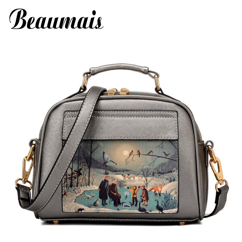 Beaumais Pu cuir femmes sac à main en cuir célèbre femmes Messenger sacs femmes sac à bandoulière pochette impression femme sac DB5794