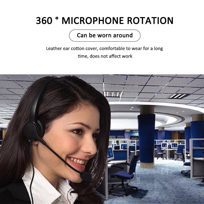 102U USB Binaural Headset For PC Computer Work Gaming 360 Rotatable Earphone With USB Wire Control Call Centre Office Headset