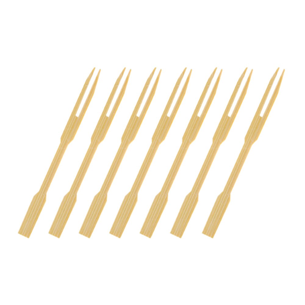 80PCS Disposable Bamboo Catering Forks Fruit Stick Finger Food Pick Fruit Fork Bamboo Wooden Fork Kitchen Accessories H5