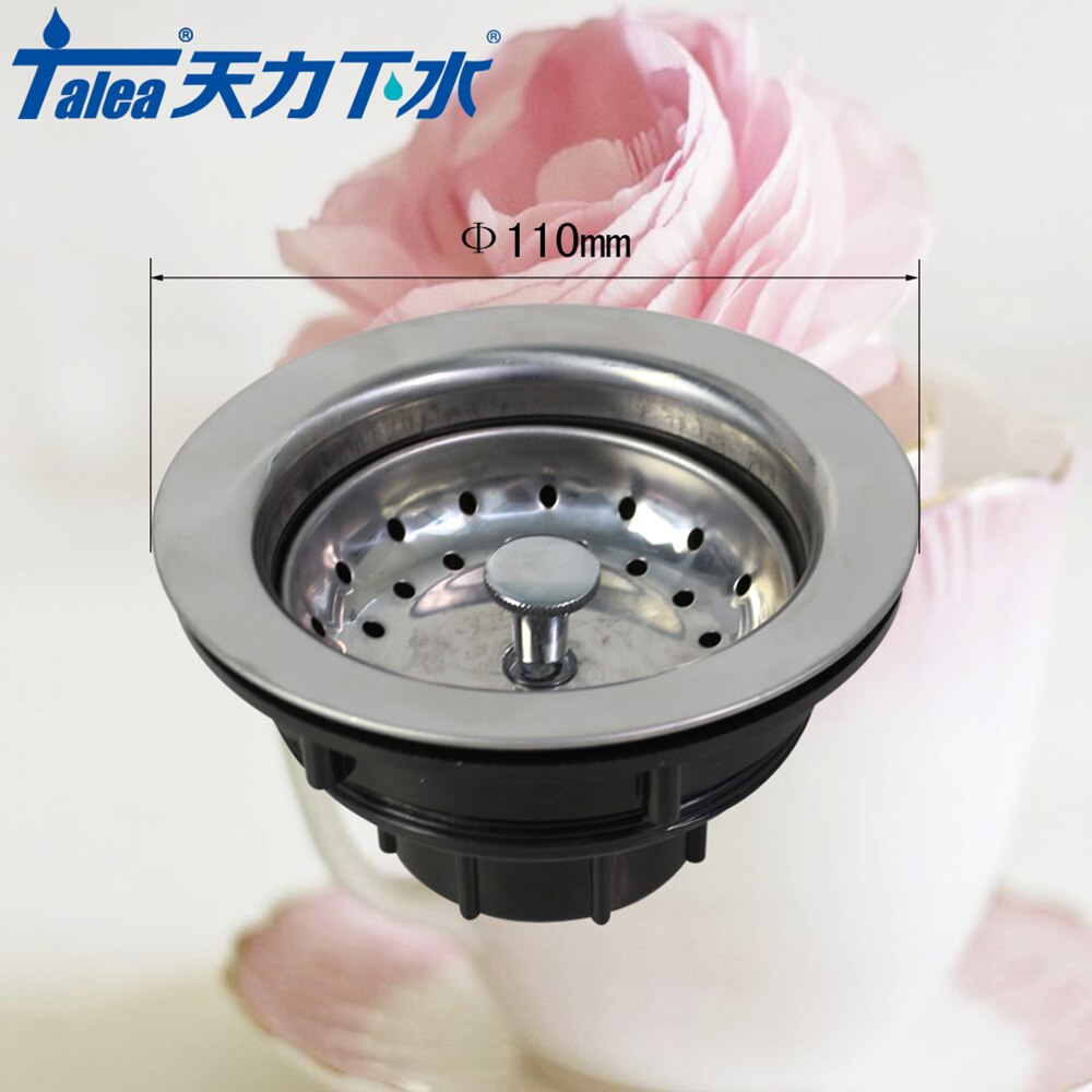 Talea 110mm Stainless Steel Basin Trap Drain Kit Waste Sink Drain Drainer Filter Kitchen Sink Drain Strainer Stopper Waste Plug