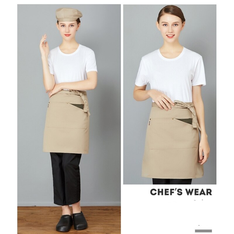 Short Half Apron Restaurant Cooking Hotel Waist Chef Apron Work uniform Sleeveless bib Waiter Waitress Cook Apron Universal