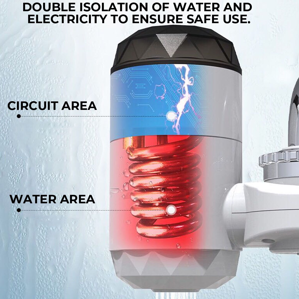 3000W Electric Kitchen Water Heating Tap Instant Water Faucet Heating Tankless Water Heater LED Display