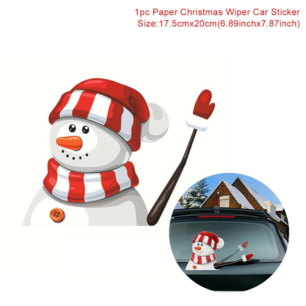 Juledekoration julemanden 3d pvc viftende bil klistermærker styling vinduesvisker mærkater bagrude dekoration: 02