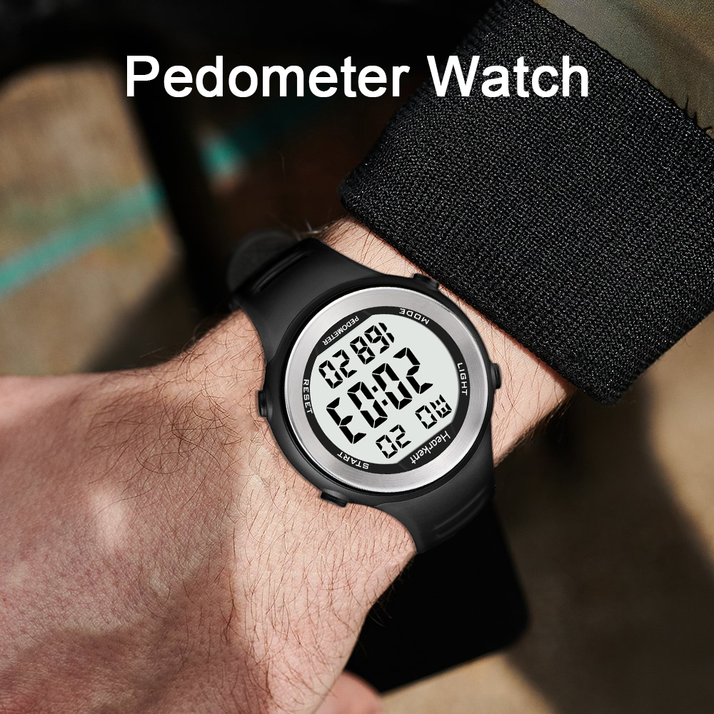 Hearkent Digitaluhren Sportuhr mit Schrittzähler Herrenuhr Kalorien LED-Hintergrundbeleuchtung Countdown Fitness Schrittzähler Armbanduhr
