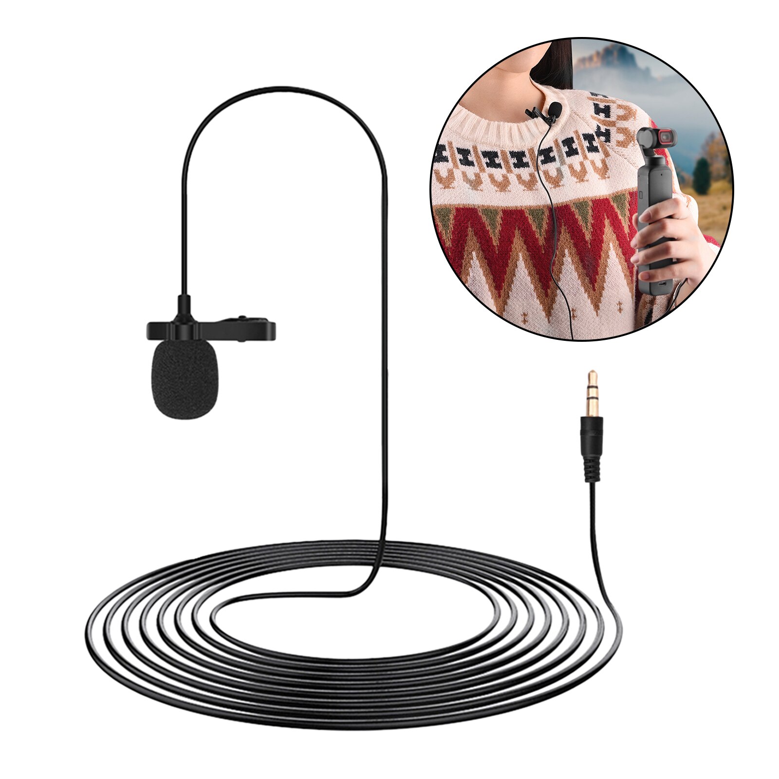 Clip on Lavalier Lapel Microphone Mic 3.5mm for DJI Pocket 2 Video Recording