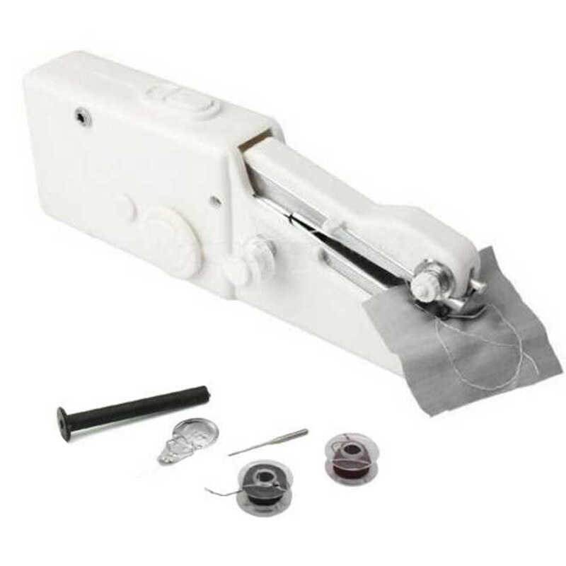Mini Portable Handheld sewing machines Stitch Sew needlework Cordless Clothes Fabrics Electric Sewing Machine Stitch Set: white