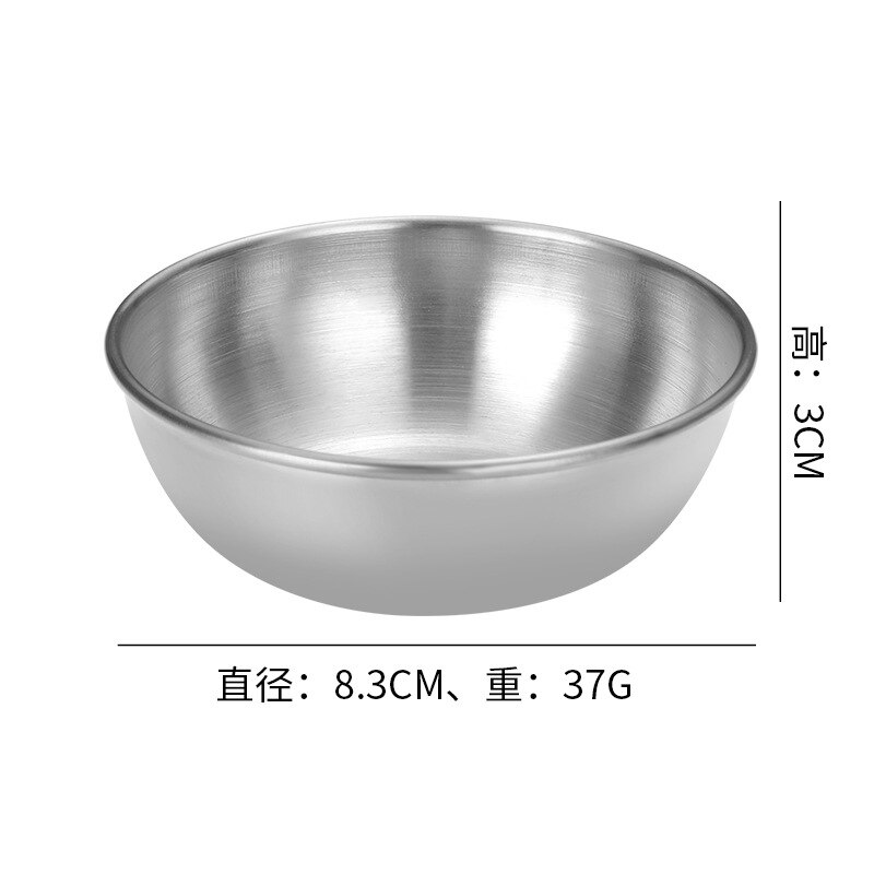 Bandeja de acero inoxidable para servir aperitivos, platos de salsa, especias, plato pequeño redondo de acero inoxidable, tazón para salsa de cocina: silvery
