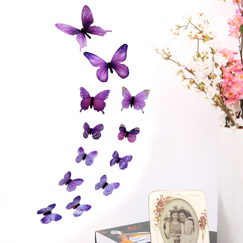 12 Pairs 3D Diy Sticker Muurstickers Butterfly Home Decor Kamer Decoraties Muurstickers Poster Behang