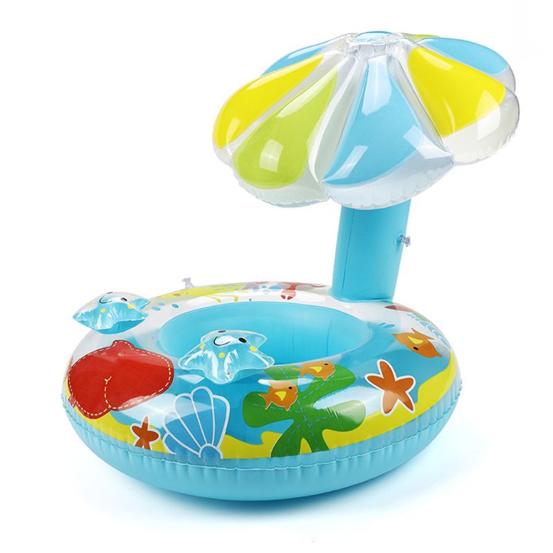 Baby svømme flyder tegneserie svampe skygge flydende sæde ring sommer ud pool legetøj tykkere svømning aktivitet vand sjovt at lege legetøj: Blå