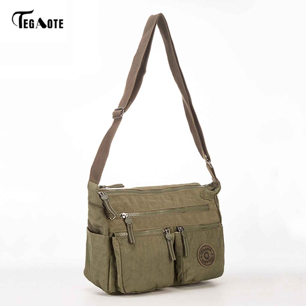 TEGAOTE femmes Messenger sacs dames Nylon sac à main voyage décontracté Original sac femme grande capacité sac à bandoulière: Vert armée