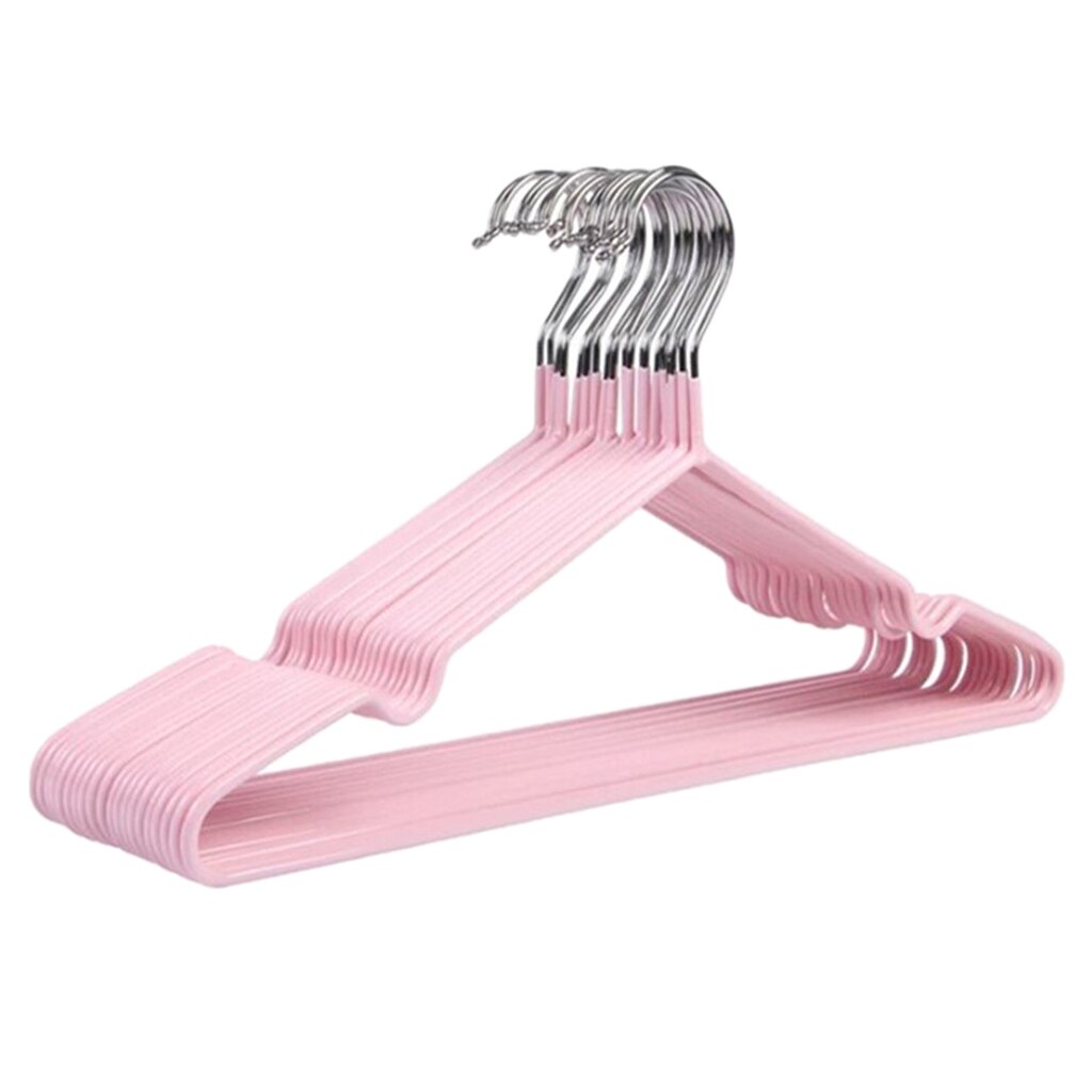 Steel Coat Clothes Hanger Garment Storage Rack Bar PVC Coated 40x20cm Adults: Pink