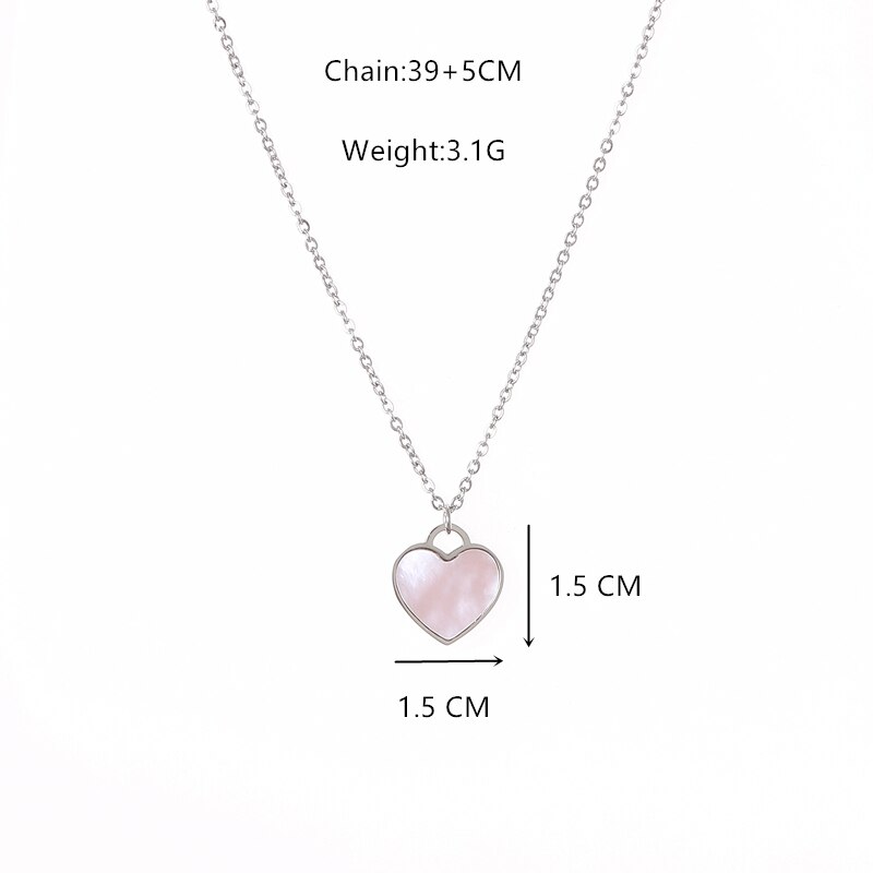 1.5cm kleine rosafarbene herz-choker-halsketten aus edelstahl mit natürlichen muschelanhängern für damen, strand-muschel-halsketten