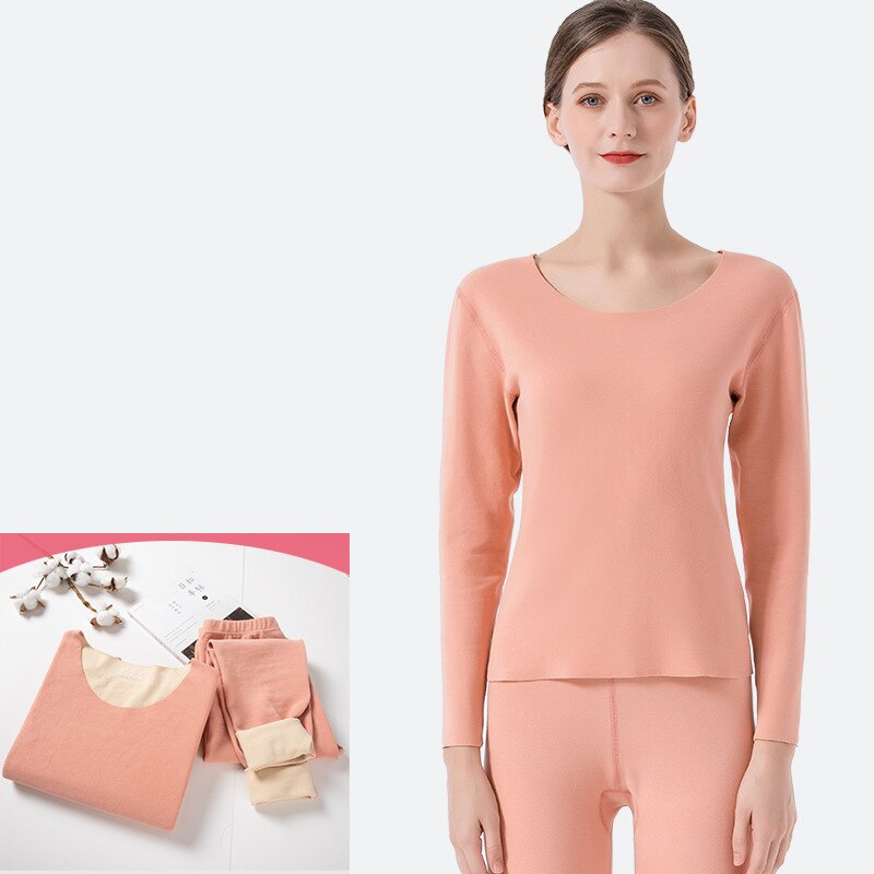 femmes sous-vêtement thermique ensemble hiver pyjamas deuxième thermique peau pulls longs Johns automne vêtements: Pink / XXL