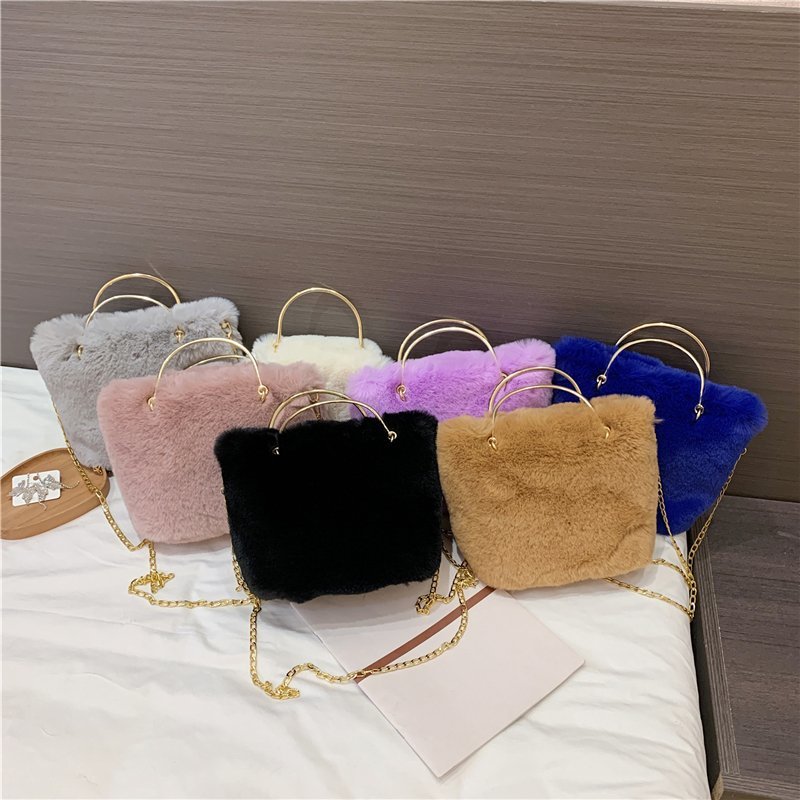Herfst En Winter Vrouwen Faux Bont Tassen Schouder Onderarm Pluche Pouch Crossbody Tassen Voor Vrouwen furry Handtas