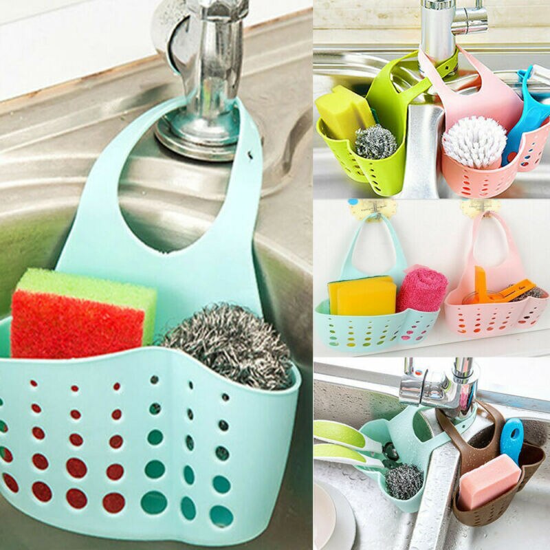 Sponshouder voor de gootsteenkraan aan de zijkant van de keuken, plastic sponshouder voor de gootsteen
