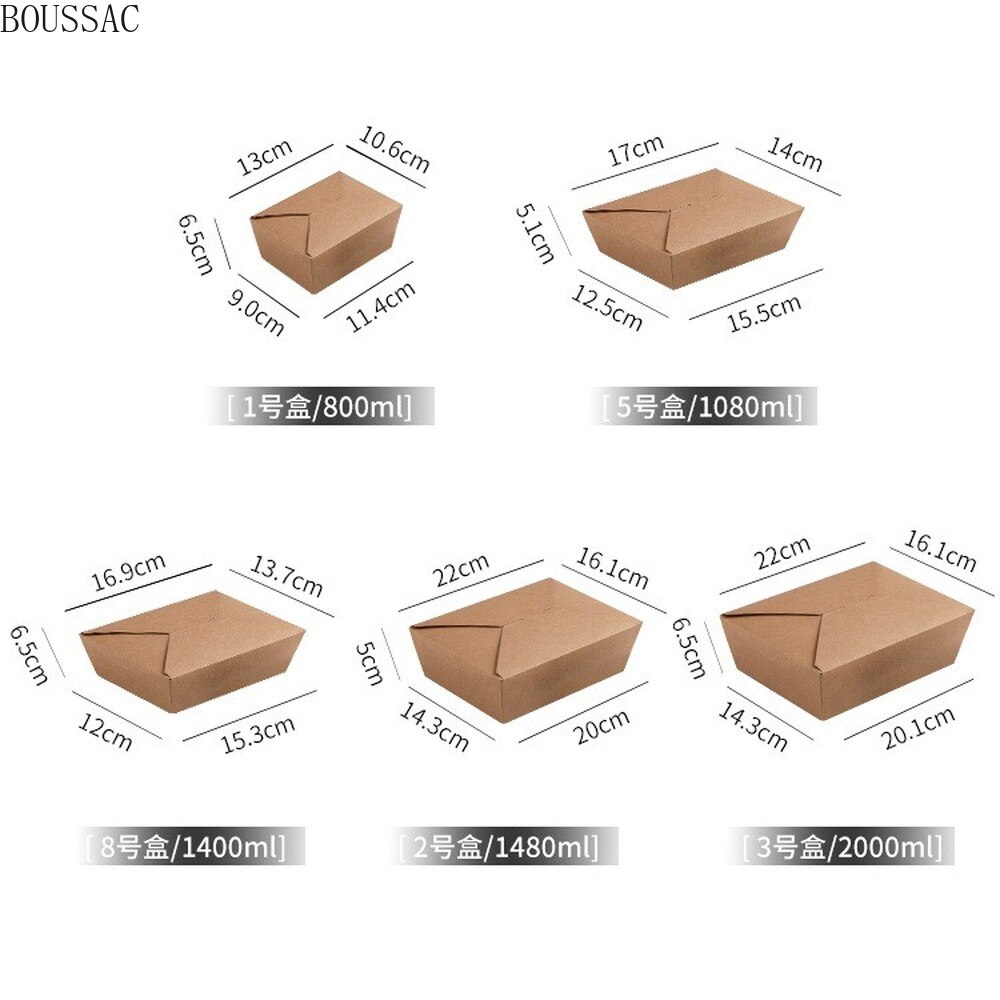 M7 Packaging Food Takeaway Boxes Disposable Kraft Boxes 50 Pack Rectangular Recyclable Bulk Meal