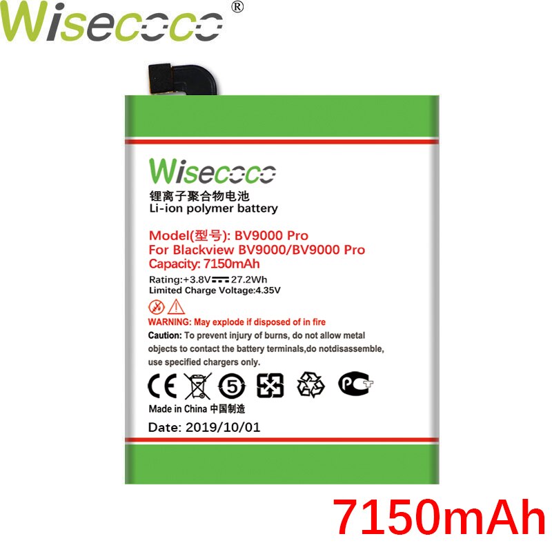 WISECOCO バッテリー Blackview BV6000 BV6800 BV7000 BV8000 BV9000 電話最新の生産高品質の新バッテリー + トラッキングコード: BV9000 7150mAh