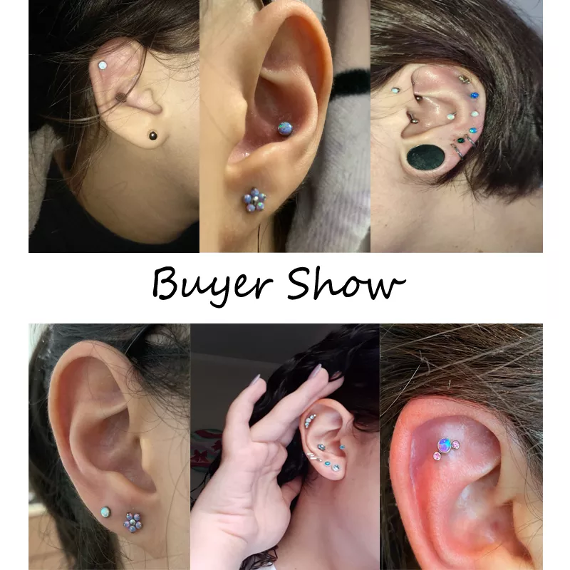 ZS 5 unids/lote 16G claro Bioflex labio Labret Piercing Set cristal Monroe labio Stud estrella corazón oreja Tragus hélice cartílago Piercings