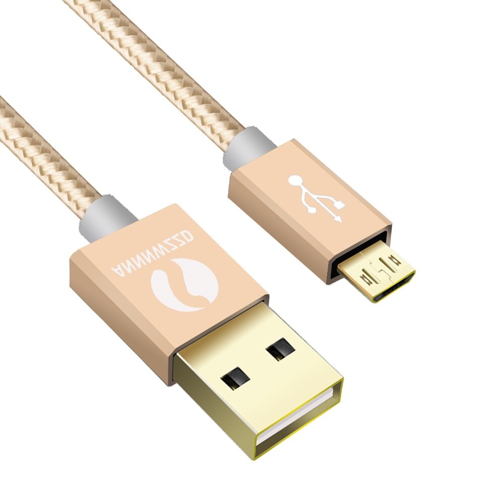 Nylon Micro USB Cable 2A Fast Charger USB Data Cable Mobile Phone USB Charger Cable For Samsung Galaxy Huawei: Gold / 1m