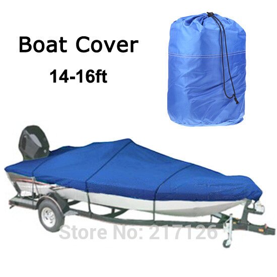 14-16ft 210D Oxford V-Hull Blue Boat Cover Speedboat Cover Prevent UV Sunproof Waterproof