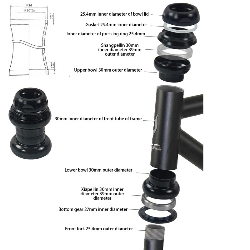 22.2Mm Bicycle Headset 1 Inch Fixed Gear Racing Bike Headset Bearing Fixed Gear Road Bike Aluminium Alloy Headset