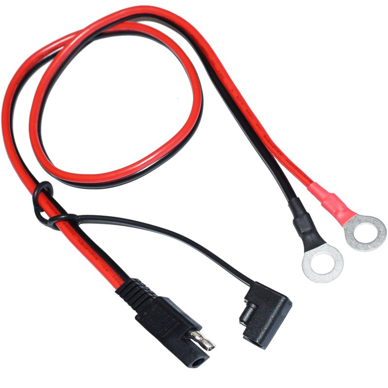 Battery Charging Cable Ring Terminal Wiring Harness 2-Pin Quick Disconnect Plug SAE Battery Extension Cable 60CM 14AWG