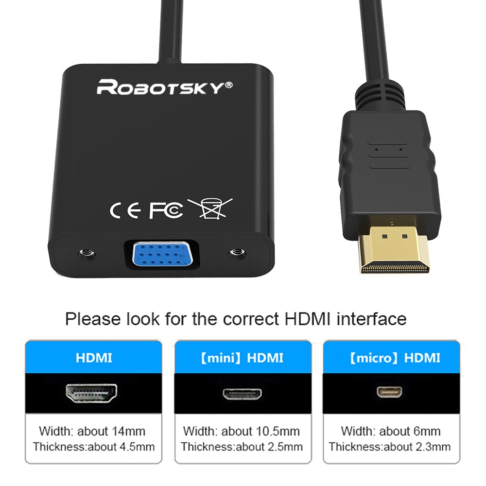 HDMI naar VGA Kabel HDMI Male naar VGA RGB Female HDMI naar VGA Video Converter Adapter Kabels HD 1080 P voor PC Laptop