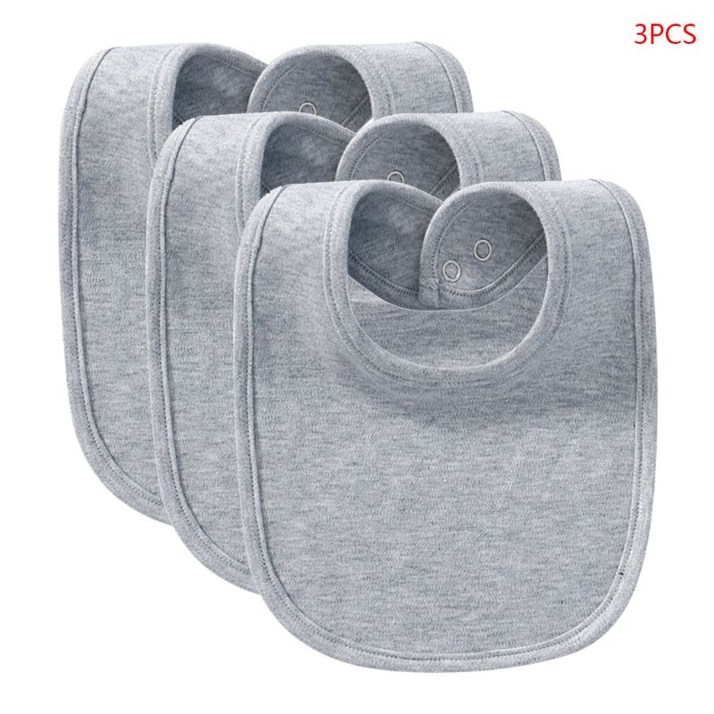 3Pcs Newborn Baby Toddler Bibs Solid Color Saliva Towel Feeding Burp Cloth Scarf: Gray