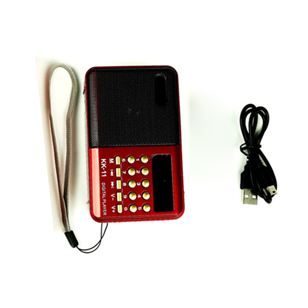 Mini Portable Radio Handheld USB Rechargeable Radio FM USB TF MP3 Player Digital Speaker Telescopic Antenna with Charging Cable