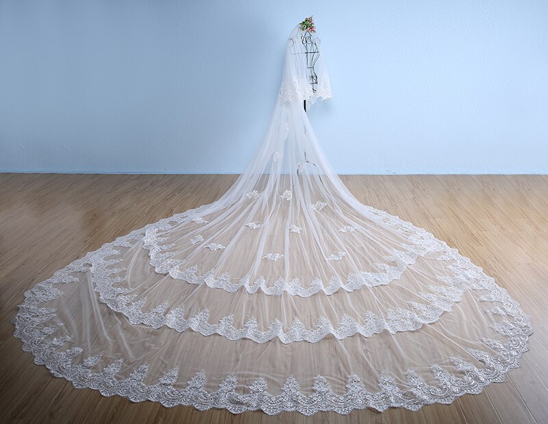 Velo Da Sposa Cattedrale In Tulle Champagne Con Paillettes Scintillanti – 3 Metri Di Lunghezza, Con Pettine E Nastro