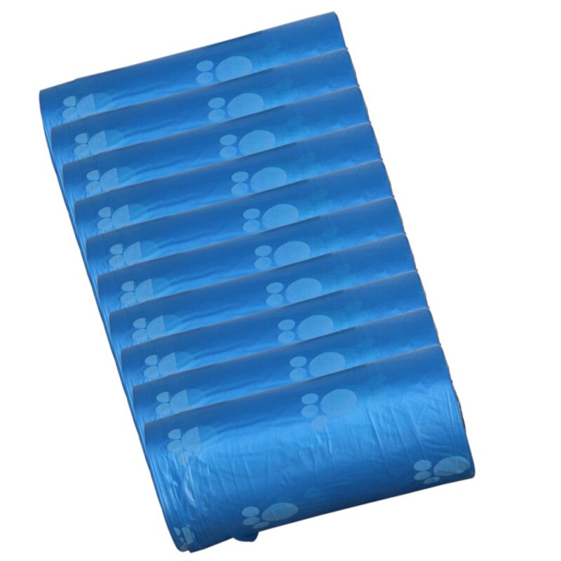 10 rolls=150pcs Degradable Pet Dog Waste Poop Bag With Paw Printing Doggy Bag Shit picking bags: L