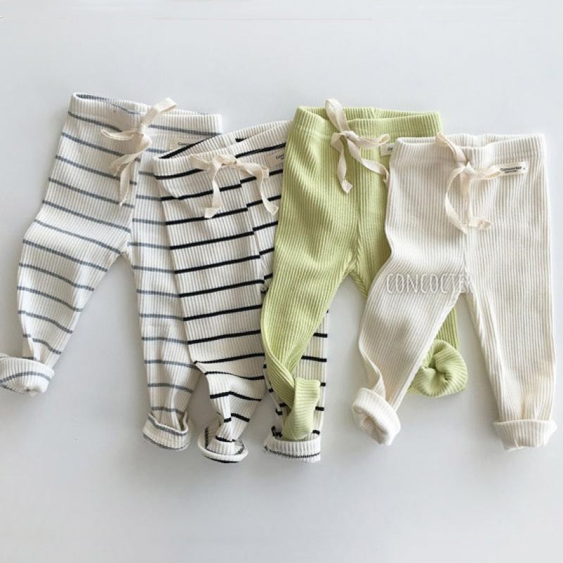 2021 novo bebê menino algodão leggings doces cores calças para meninas pp calças crianças calças casuais infantil listrado leggings